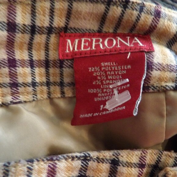 Merona Wool Blend Plaid Pencil Skirt Sz 14 - Picture 7 of 7